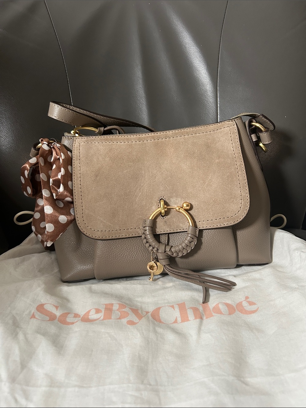 See By Chloé Taupe Suede & Leather Shoulder/Crossbody Bag - Picture 2 of 12